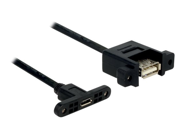 DELOCK Kabel USB 2.0 micro-B Buchse zum Einbau > USB 2.0 A Buchse zum Einbau 0,25 m - Vorderansicht