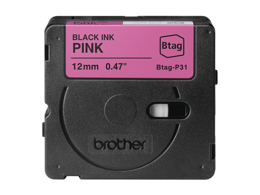 BROTHER 12MM BTAGP31 Ribbon Black on Pink - Detailansicht