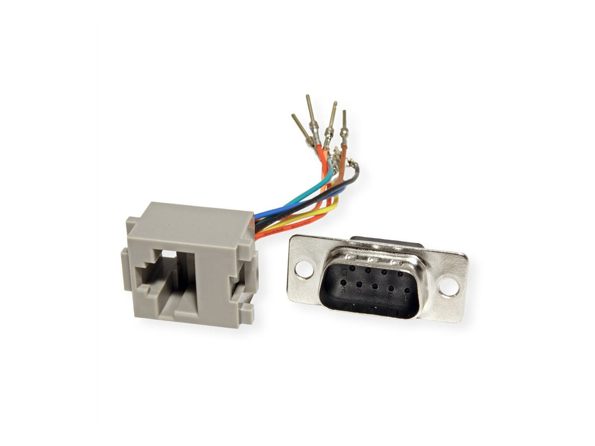 ROLINE DB9 Stecker-RJ45 Buchse 8P/8C 8Ltg. silberfarben - Anschlussansicht