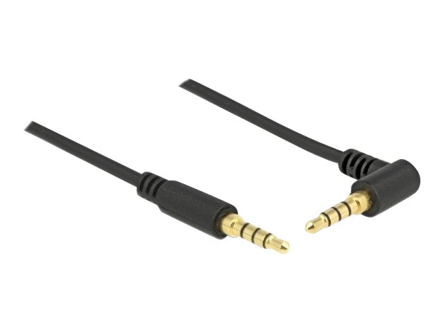 DELOCK Klinkenkabel 3,5 mm 4 Pin Stecker gewinkelt 0,5 m schwarz - Verpackung