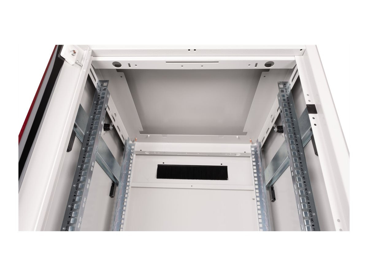 ROLINE Netzwerkschrank Pro 48,26cm 19Zoll 42 HE 600x600 BxT Glastür grau - Vorderansicht
