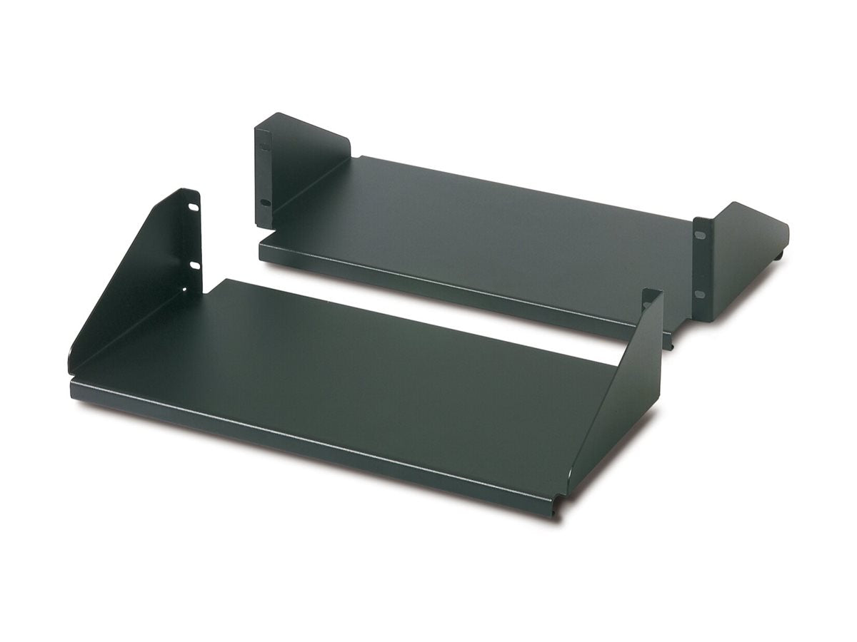 APC FixedShelf DoubleSided 2Post Rack schwarz - Vorderansicht