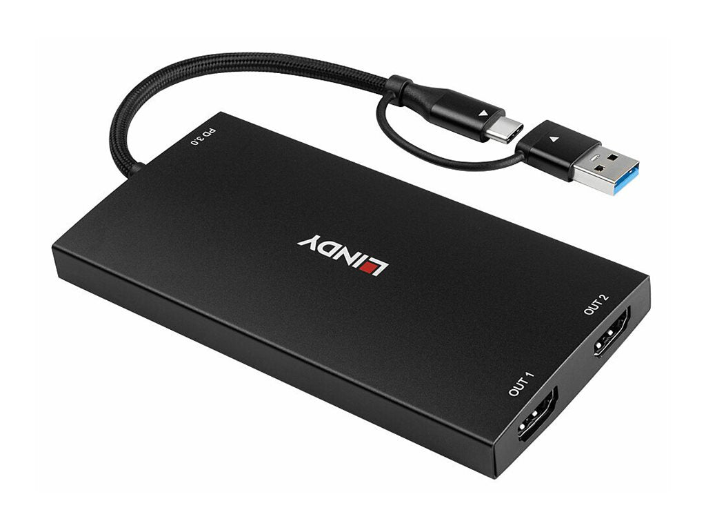 LINDY USB Type A and C to Dual HDMI 4K60 Converter - Verpackung