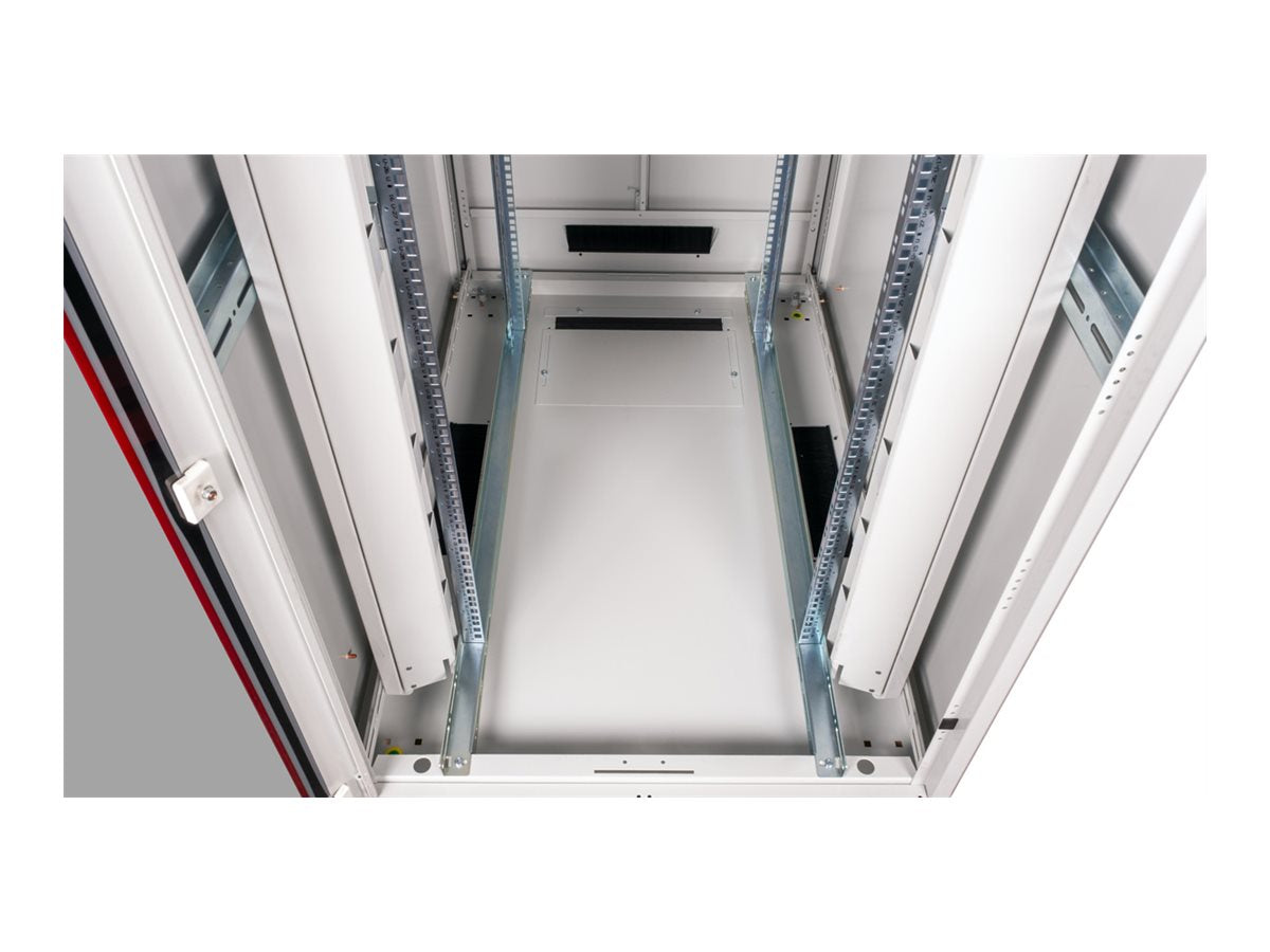 Seitenansicht des ROLINE Netzwerkschrank Pro 48,26cm 19Zoll 42 HE 800x1200 BxT Glastür grau