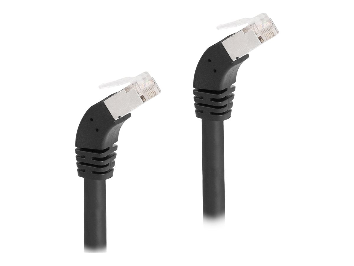 DELOCK RJ45 Netzwerkkabel Cat.6A S/FTP 45 nach unten gewinkelt 0,5m schwarz - Vorderansicht