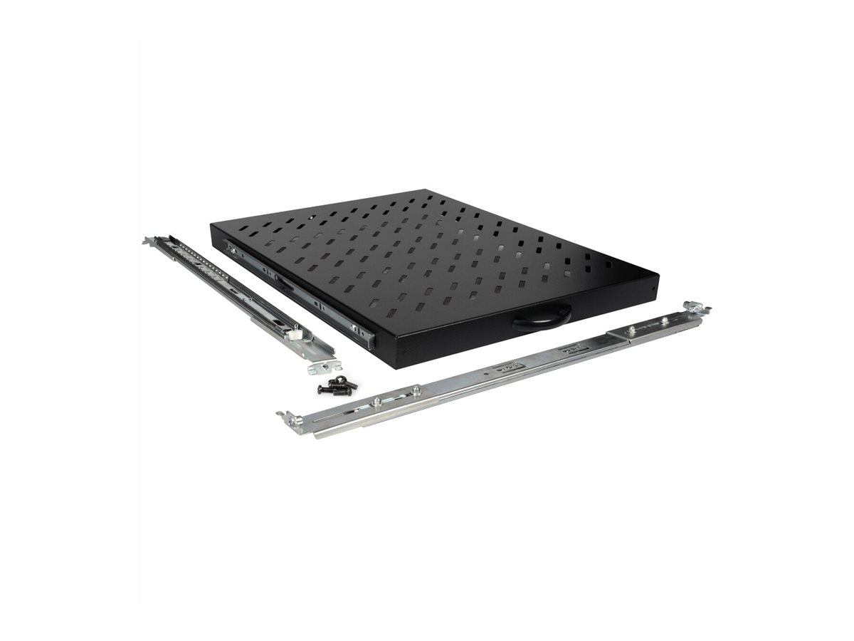 ROLINE Fachboden 48,26cm 19Zoll 1 HE ausziehbar 550 T 25 kg schwarz - Seitenansicht