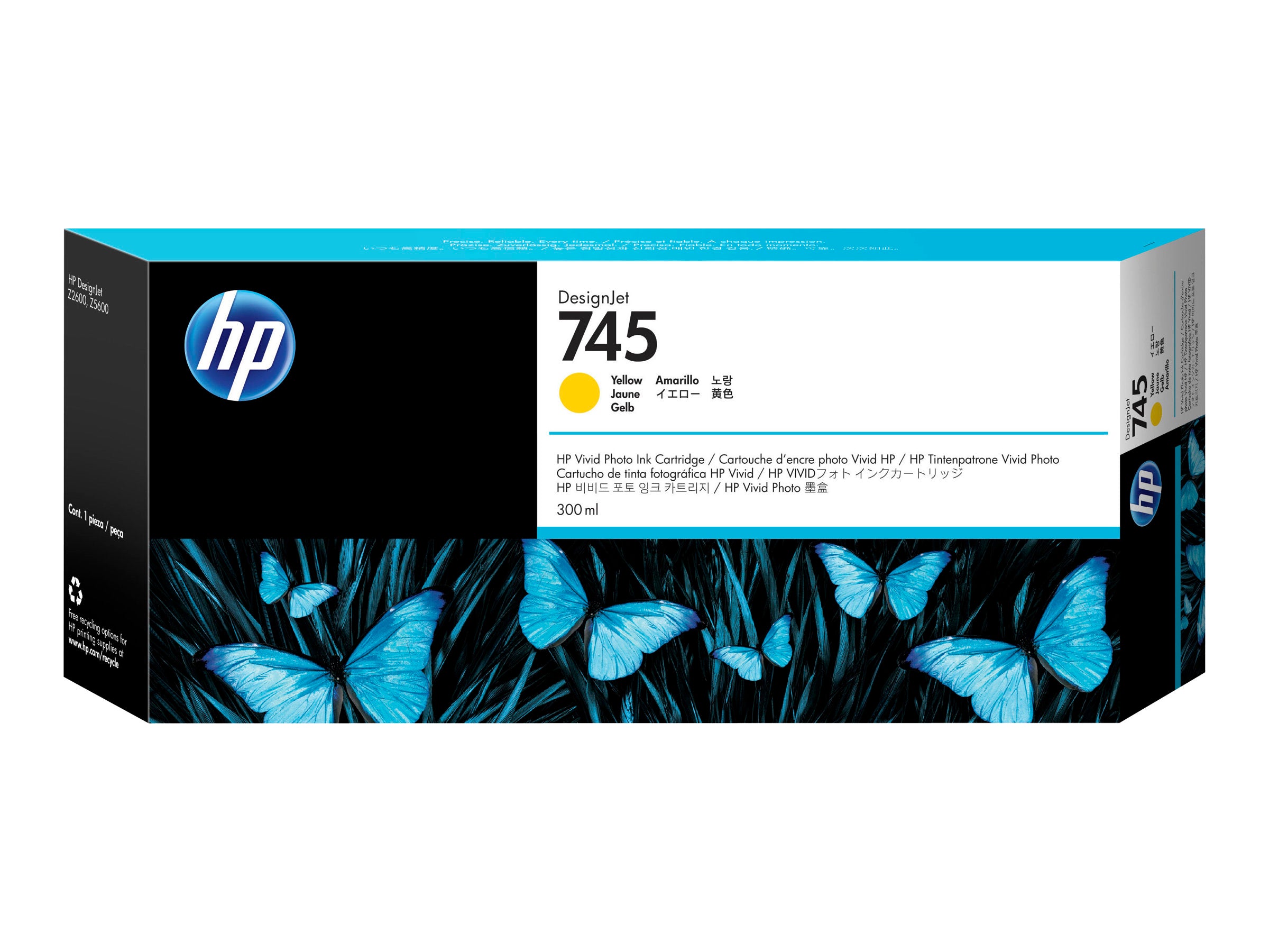 HP 745 Tintenpatrone Gelb 300 ml Vorderansicht