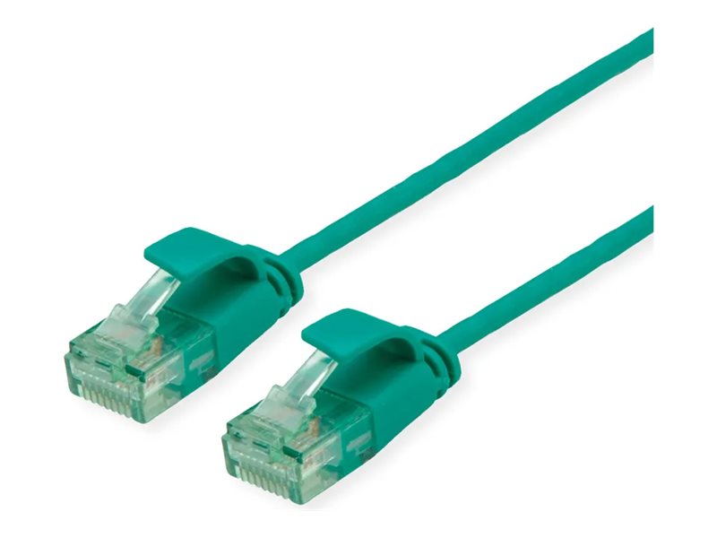 ROLINE RM UTP DataCenter Patchkabel Kat.6A Class EA slim grün 1m - Vorderansicht