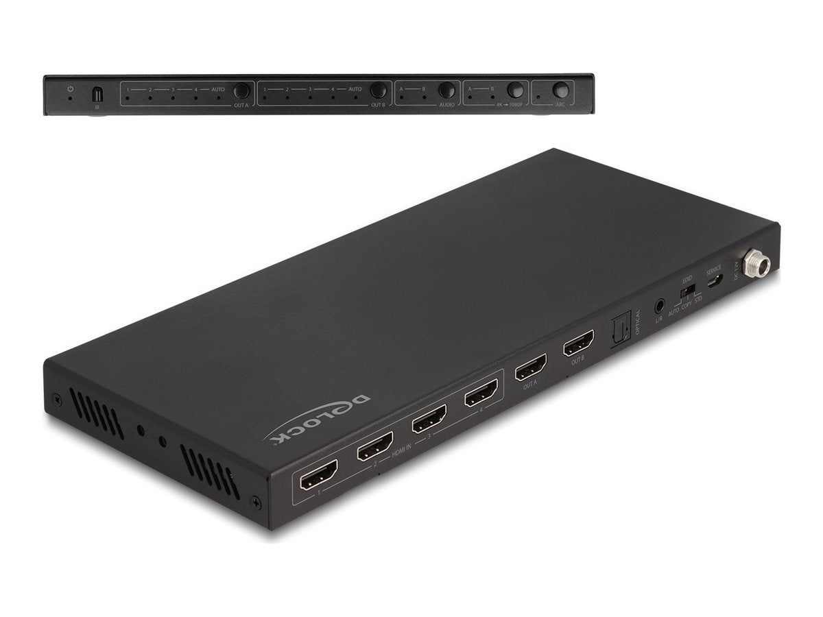 DELOCK HDMI Matrix Switch 4 x HDMI in zu 2 x HDMI out 4K 60 Hz - Vorderansicht