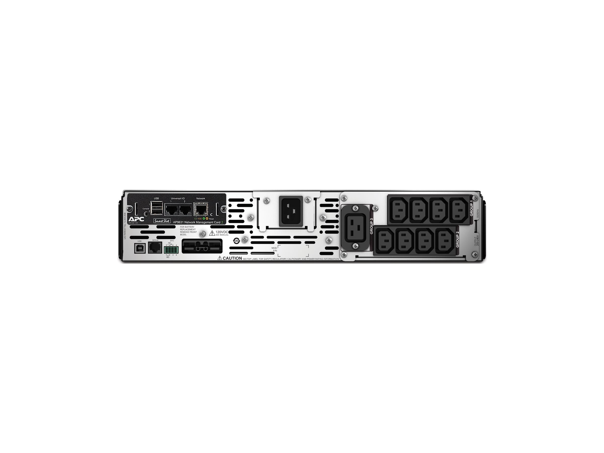 APC Smart UPS X 2200VA Rückansicht mit Netzwerkmanagementkarte