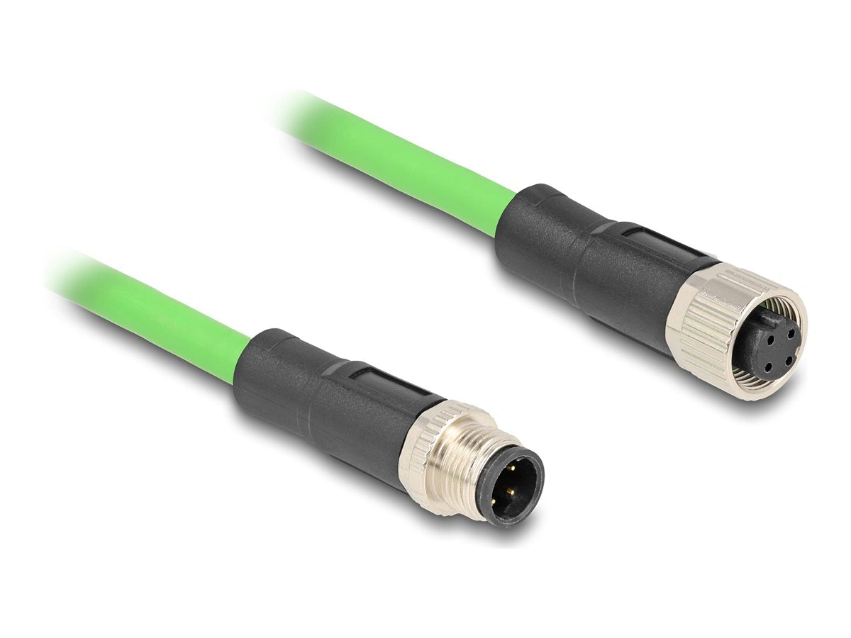 DELOCK M12 Kabel D-kodiert 4 Pin Stecker zu Buchse PUR TPU 5m - Vorderansicht