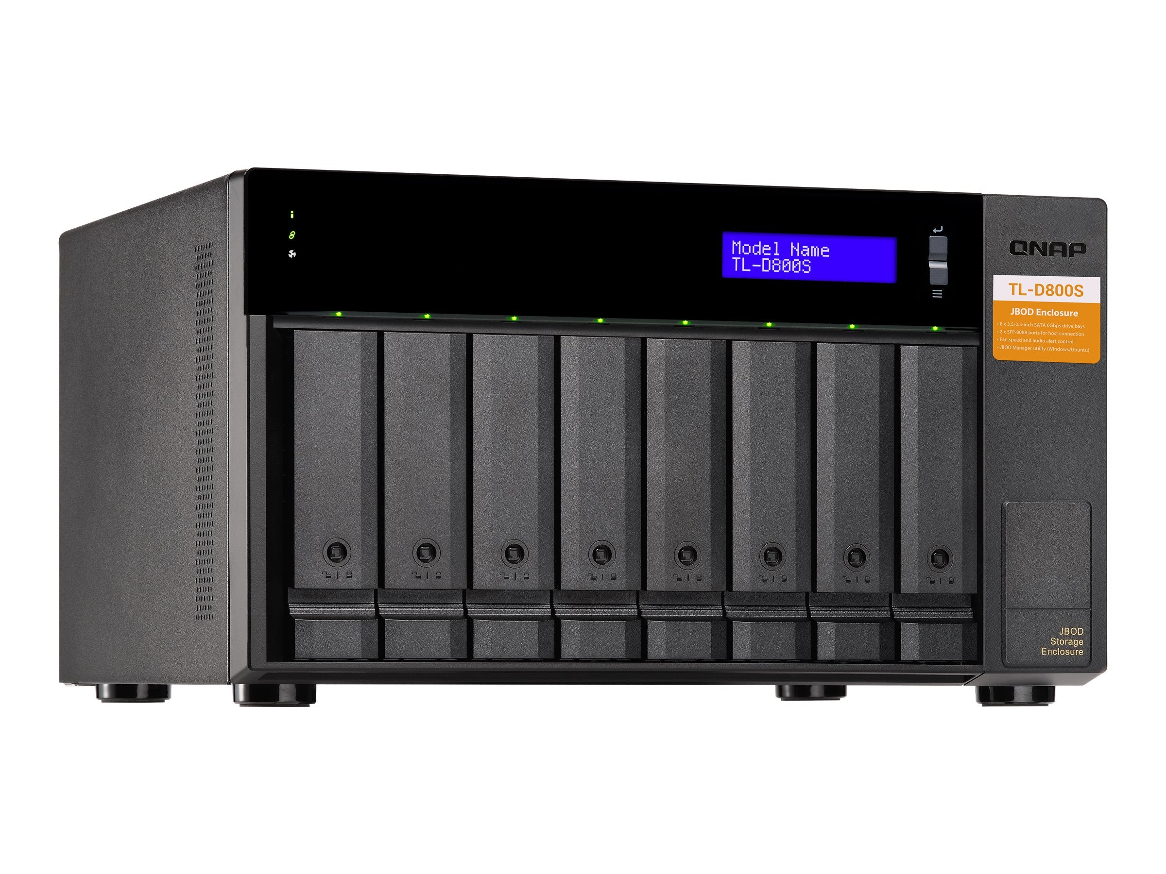 QNAP TL-D800S 8-bay desktop SATA JBOD expansion unit Seitenansicht