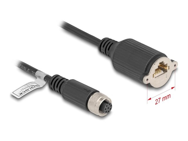 DELOCK M12 Kabel A-kodiert 8 Pin Buchse zu RJ45 Buchse zum Einbau Cat.5e FTP 5m schwarz