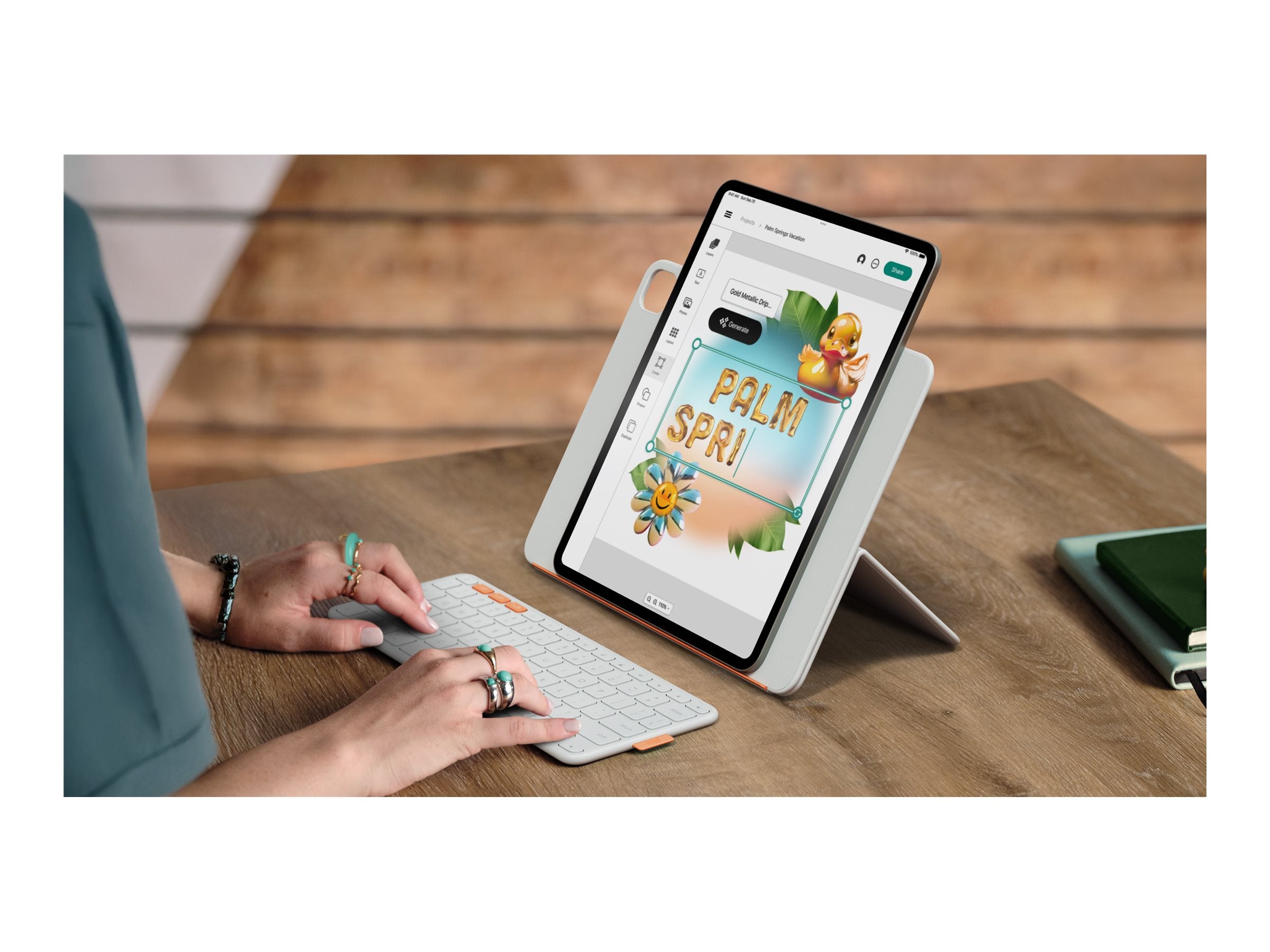 LOGITECH FLIP Folio Pale Grey Detailansicht