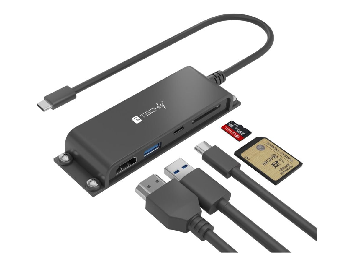 EFB Techly 5-in-1 Type-C Adapter Vorderansicht
