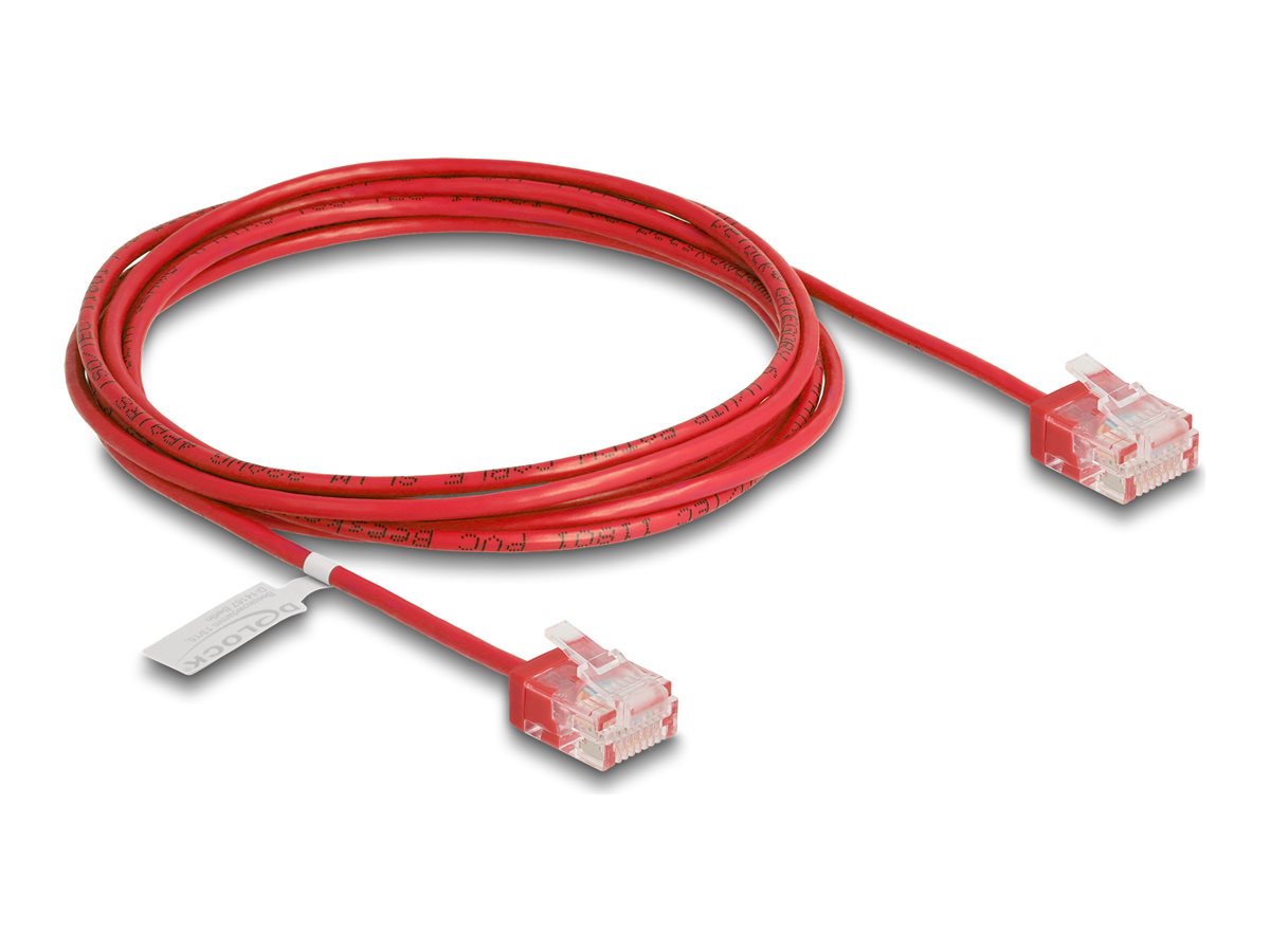 DELOCK RJ45 Netzwerkkabel Cat.6 UTP Ultra Slim 2m rot - Vorderansicht