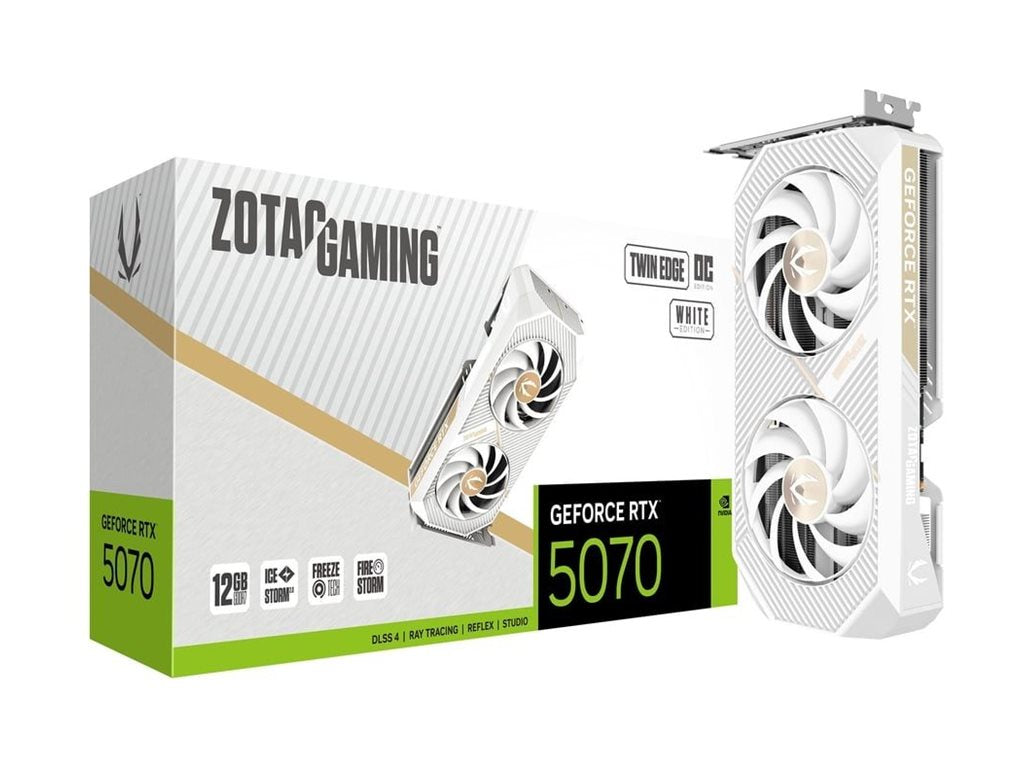ZOTAC GAMING GeForce RTX 5070 Twin Edge OC WHITE ED 12GB GDDR7 Vorderansicht