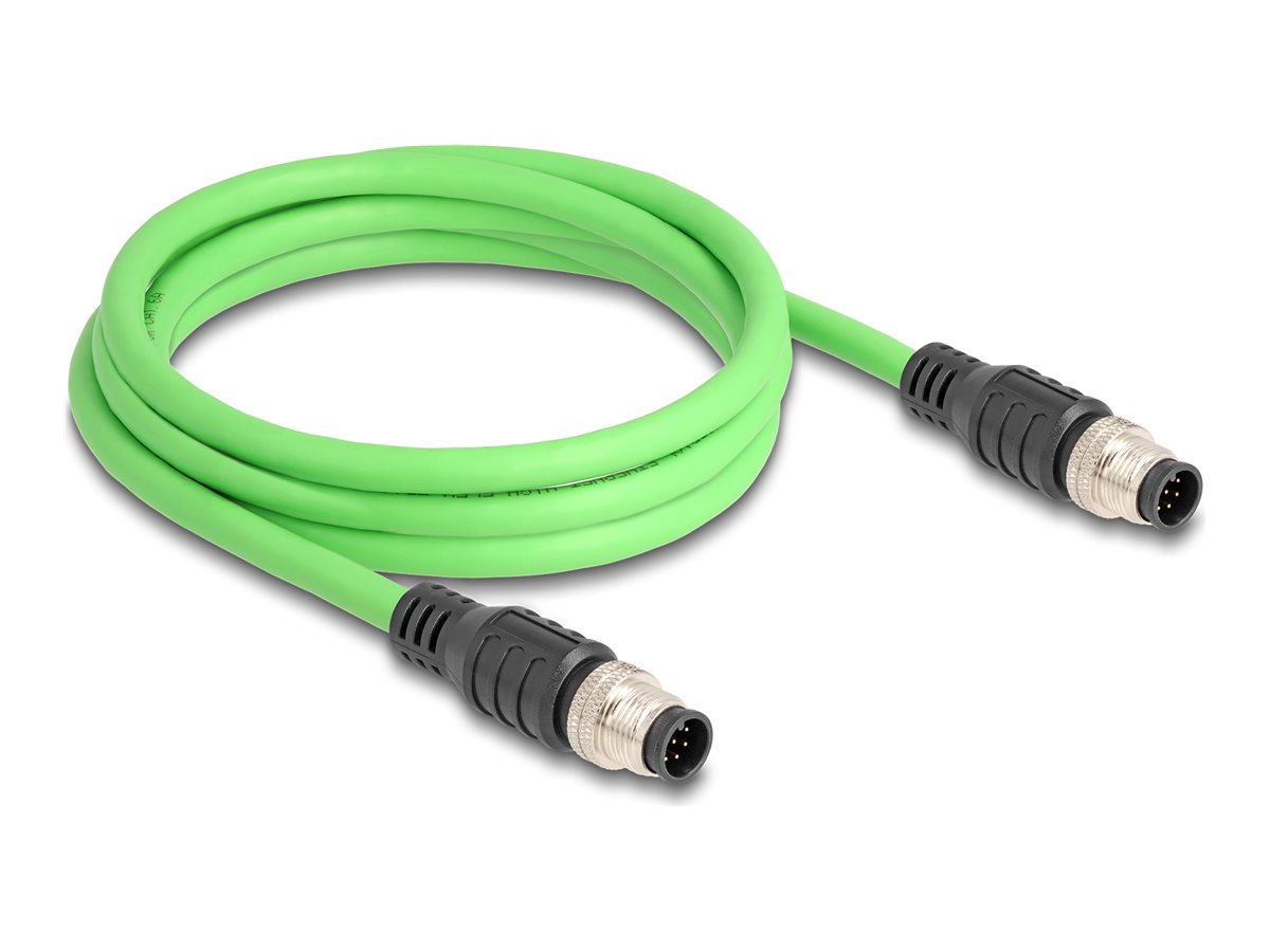 DELOCK M12 Kabel A-kodiert 8 Pin Stecker zu Stecker PUR TPU 2m - Vorderansicht