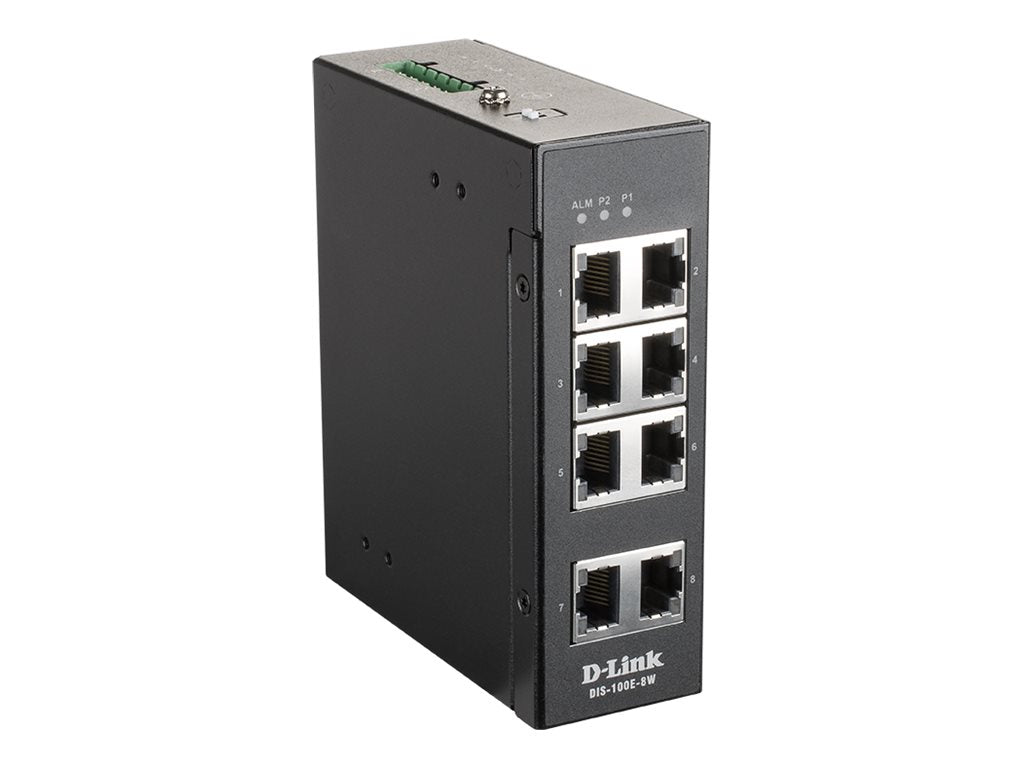 D-LINK DIS-100E-8W 8-Port Unmanaged Layer2 Fast Ethernet Industrie Switch Vorderansicht