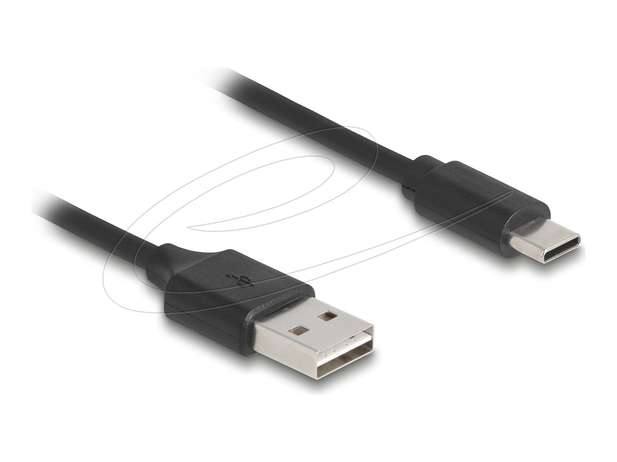 DELOCK Spiralkabel EASY-USB 2.0 Typ-A Stecker zu USB Type-C Stecker 0,5m bis 0,8m schwarz - Vorderansicht
