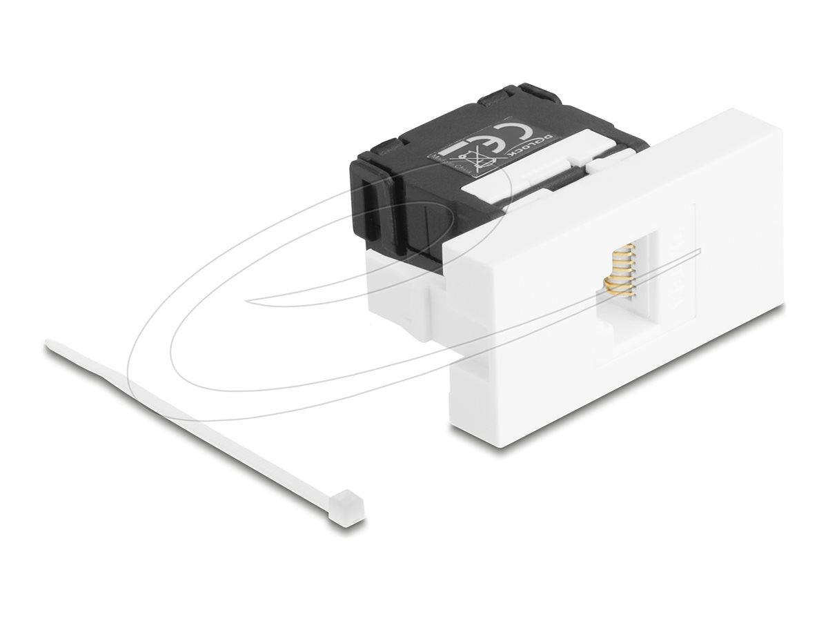 DELOCK Easy 45 RJ45 Buchse zu LSA Cat.6A 180 werkzeugfrei schwarz / weiss - Vorderansicht