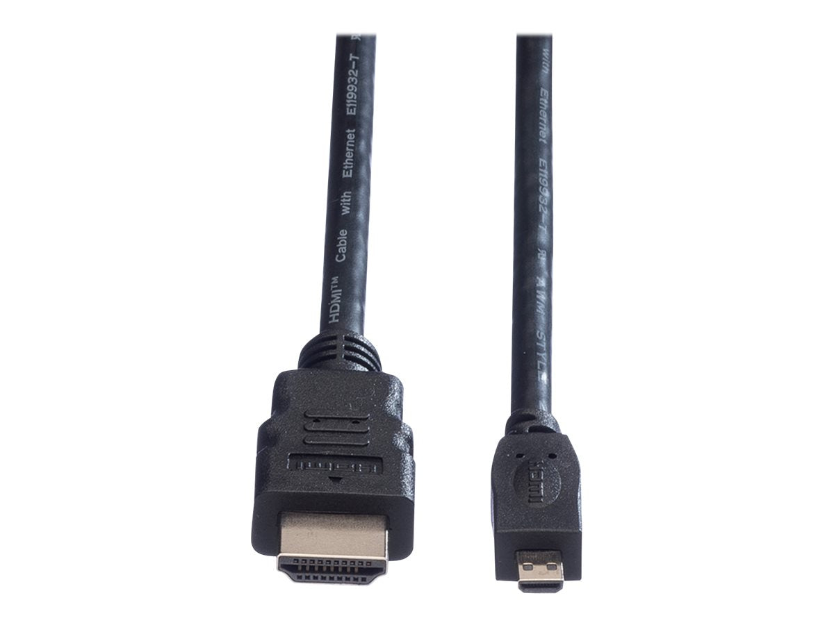VALUE HDMI High Speed Kabel mit Ethernet HDMI A ST - Micro HDMI ST 2m Vorderansicht