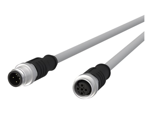 METZ CONNECT M12 Sensor-/Aktorleitung A-kodiert M12 Stecker gerade - M12 Buchse gerade grau 1m Vorderansicht