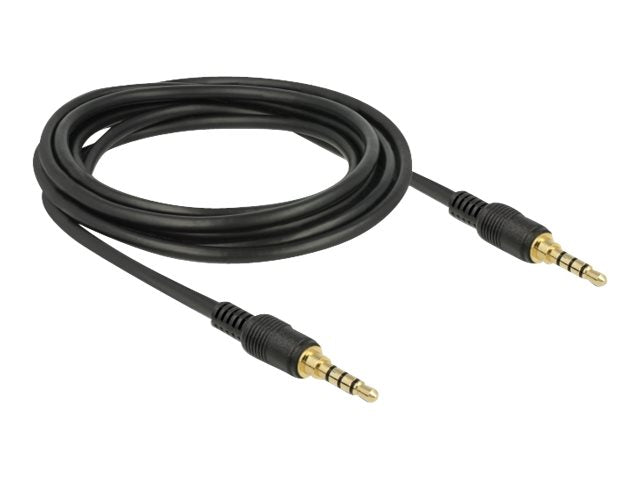 DELOCK Klinkenkabel 3,5 mm 4 Pin Stecker 3 m schwarz - Vorderansicht