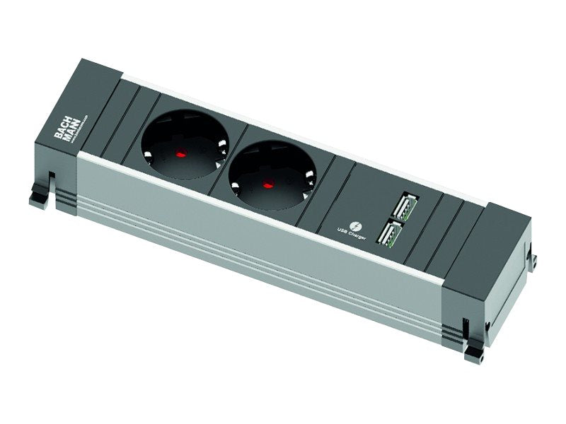 BACHMANN POWER FRAME Small 2x Schutzkontakt 1x USBCharger - Vorderansicht