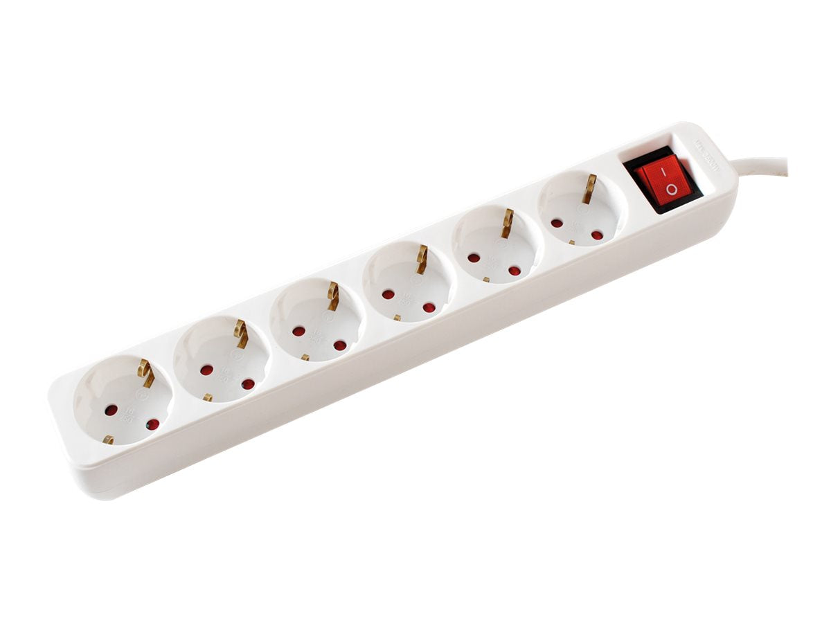 VALUE 6-fach Steckdosenleiste mit Schalter weiss 1,5m - Vorderansicht