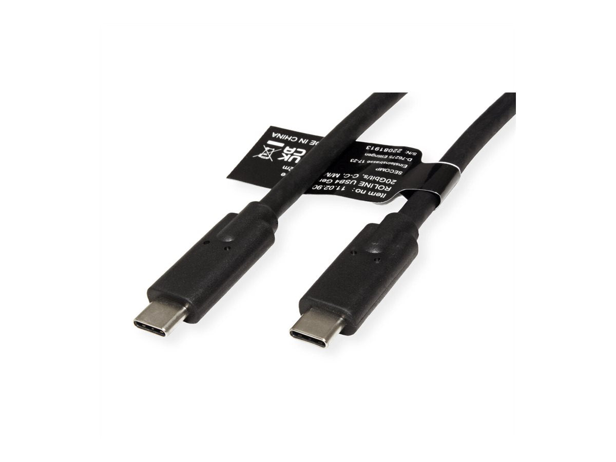 ROLINE USB4 Gen2x2 Kabel C-C ST/ST 20Gbit/s 100W schwarz 2m Verpackung