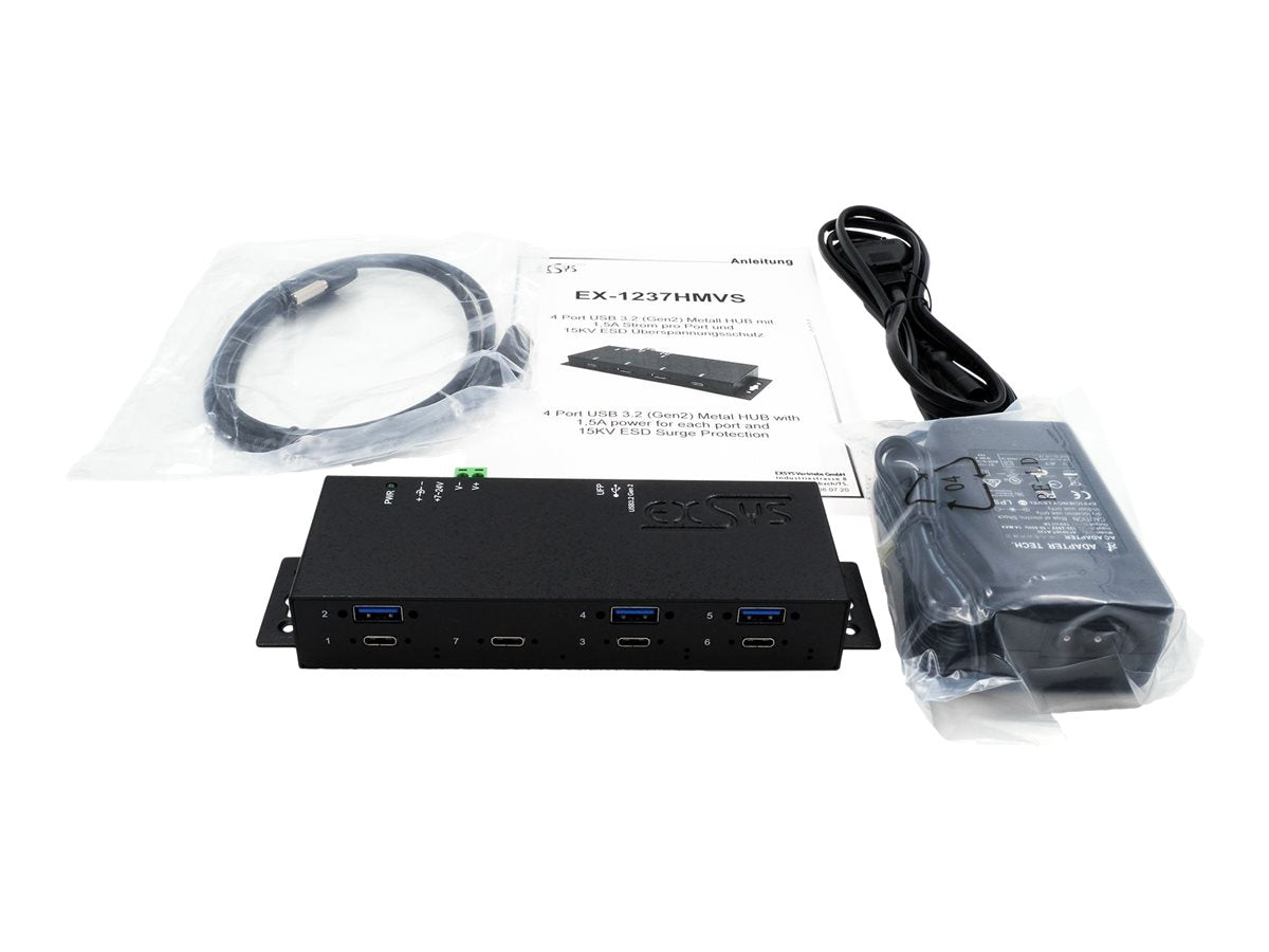 EXSYS EX-1237HMVS 7 Port USB 3.2 Gen2 Hub Verpackung