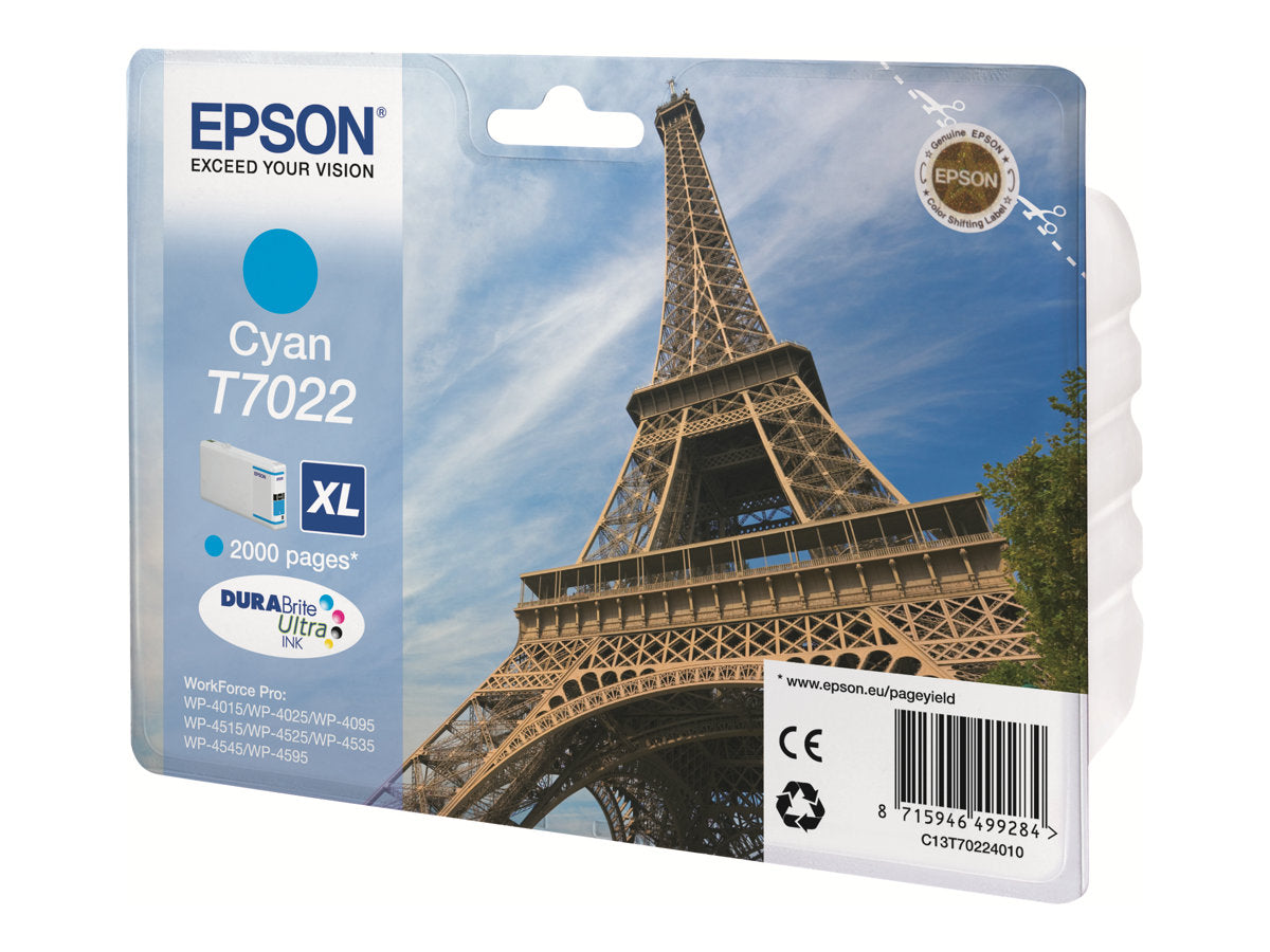 EPSON T7022 Tintenpatrone cyan Vorderansicht