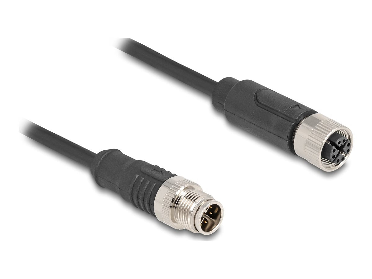 DELOCK M12 Kabel X-kodiert 8 Pin Stecker zu Buchse PVC 2m - Vorderansicht