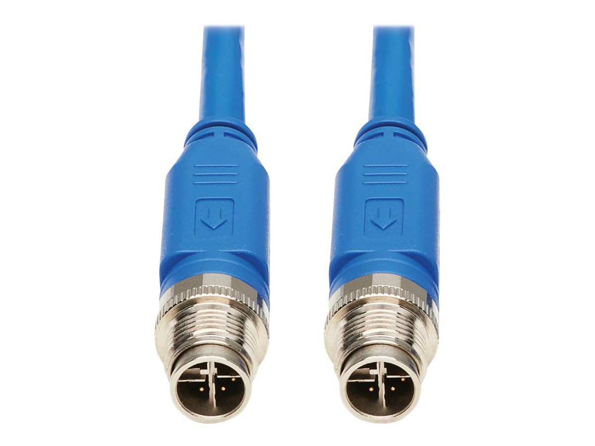 EATON TRIPPLITE M12 X-Code Cat6 1G UTP CMR-LP Ethernet Cable M/M IP68 PoE Blue 2m 6