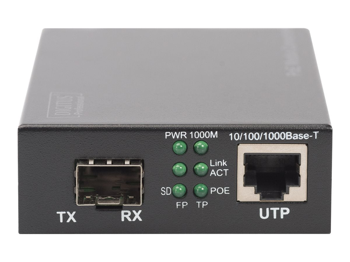 DIGITUS PoE Medienkonverter SFP DN-82140 Vorderansicht