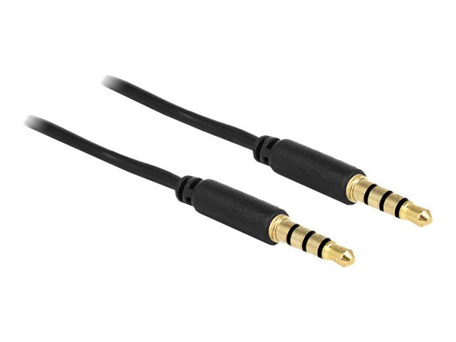 DELOCK Klinkenkabel 3,5mm 4 Pin Stecker zu Stecker 5m schwarz - Vorderansicht