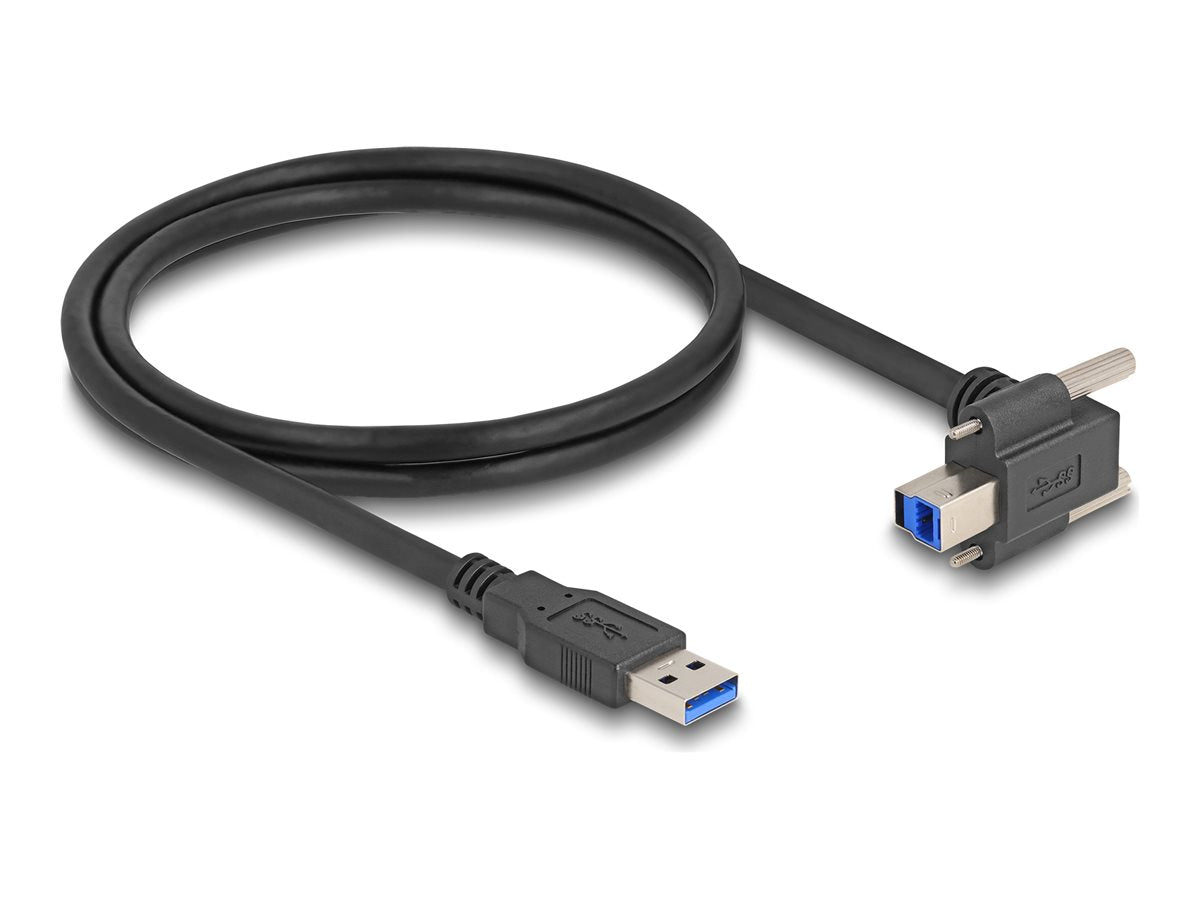 DELOCK USB 5 Gbps Kabel USB Typ-A Stecker gerade zu USB Typ-B Stecker 90° 1m schwarz - Vorderansicht