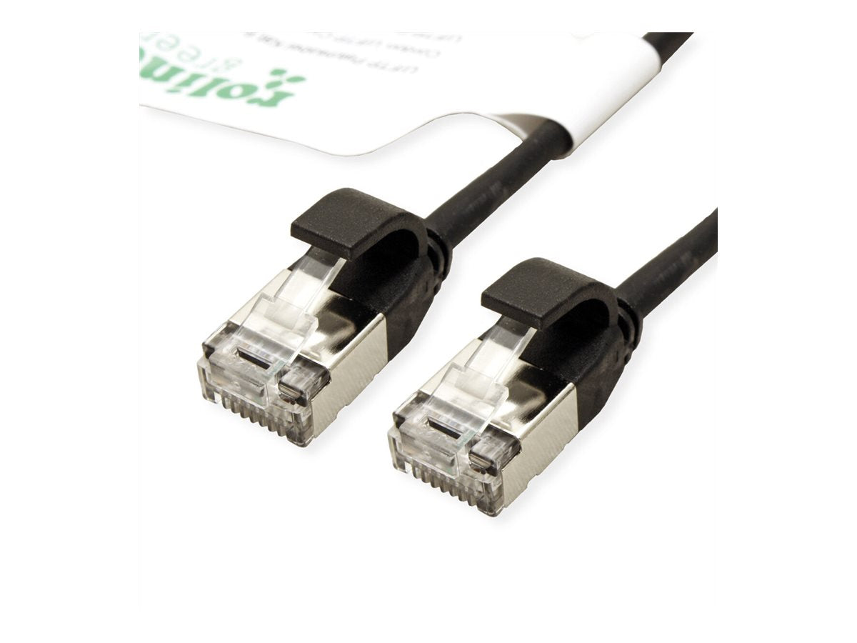 ROLINE GREEN U/FTP Patchkabel Kat.6A Class EA LSOH slim schwarz 0,5m - Detailaufnahme