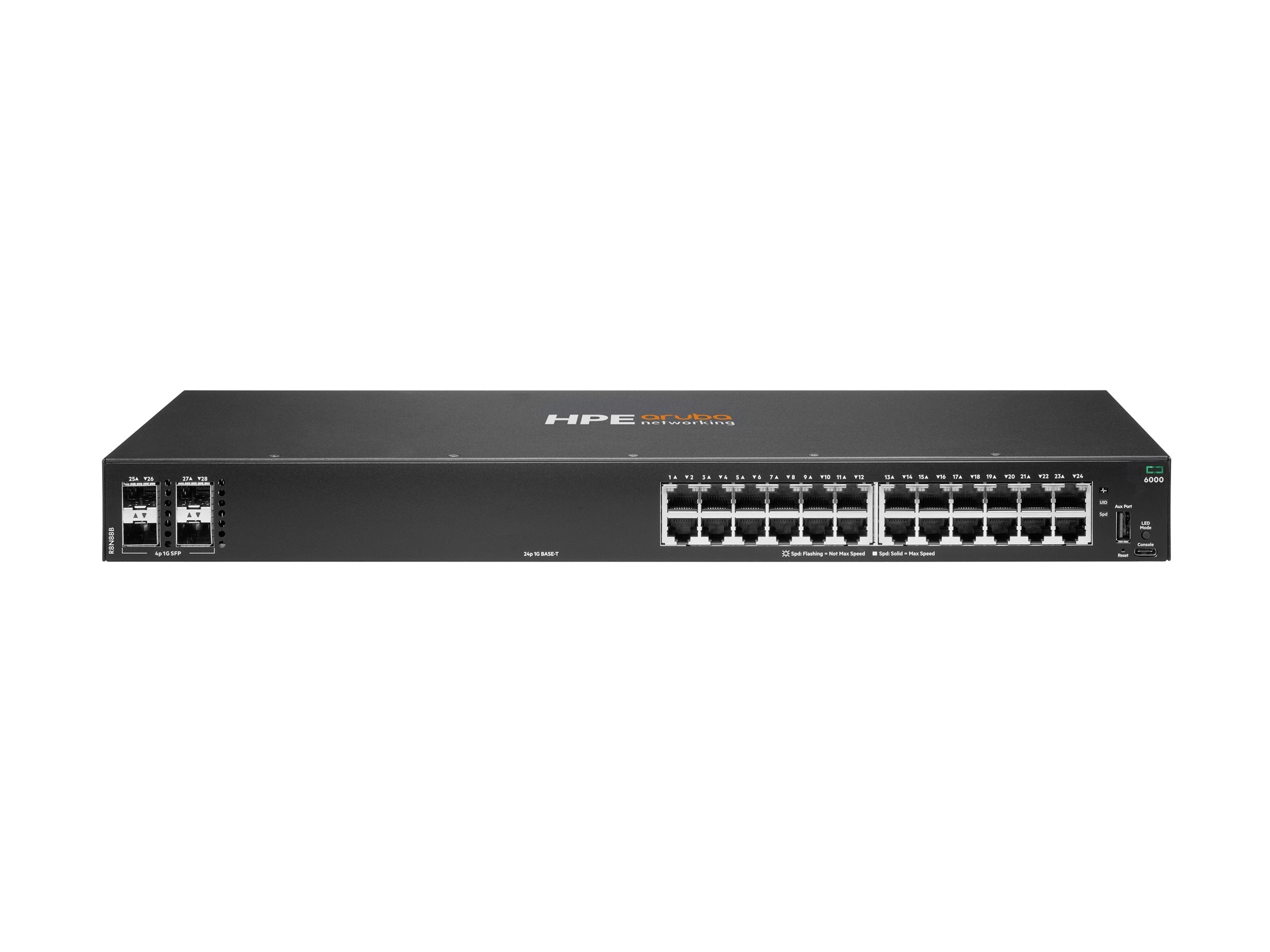HPE Aruba Networking CX 6000 24p 10M/100M/1G 4p SFP 1G Switch Vorderansicht