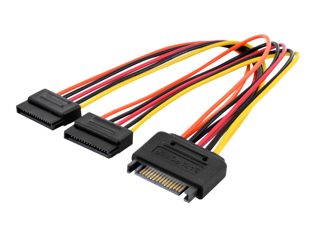 DIGITUS Internes Y-Stromversorgungskabel St/Bu 0,3m SATA 15-pin - 2x SATA 15-pin Vorderansicht