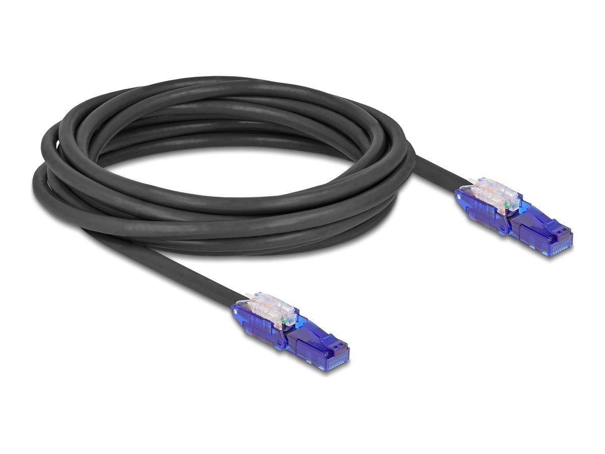 DELOCK RJ45 Netzwerkkabel Cat.6 UTP schwarz 5m Vorderansicht