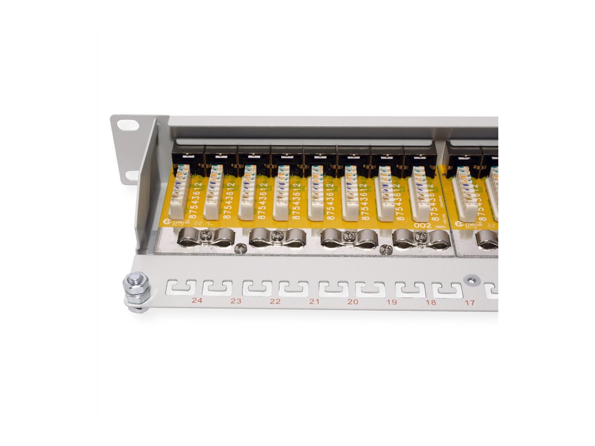 ROLINE Kat.6 Class E 48,26cm 19Zoll-Patchpanel 24P geschirmt grau - Detailansicht