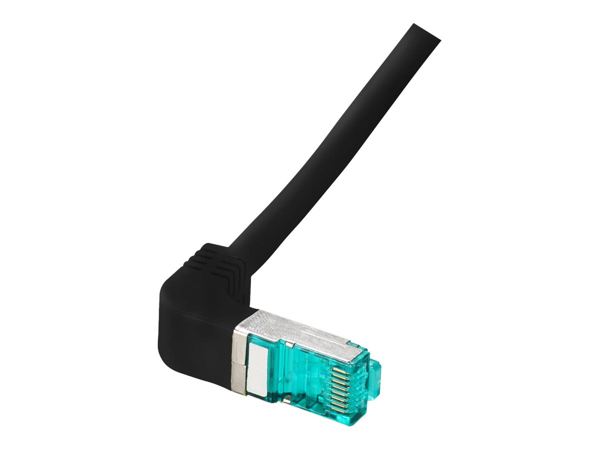 EFB RJ45 Patchkabel S/FTP Cat.6A LSZH einseitig 90 Grad gewinkelt 3m schwarz - Vorderansicht