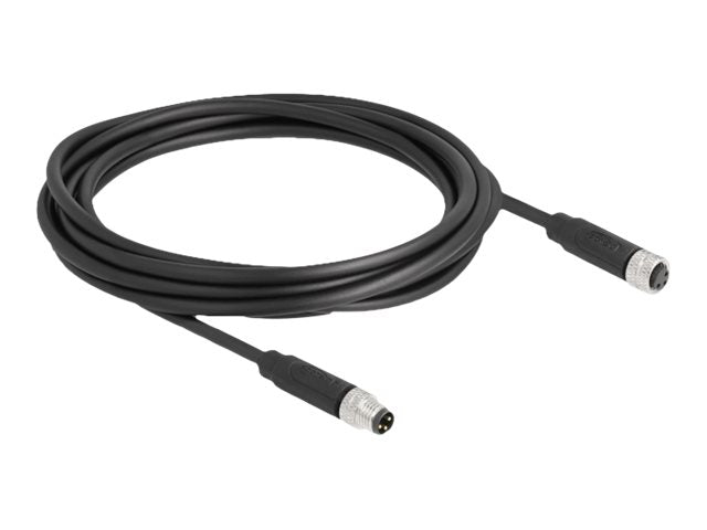 DELOCK M8 3 Pin Kabel A-kodiert Stecker zu Buchse PUR TPU 3m - Vorderansicht