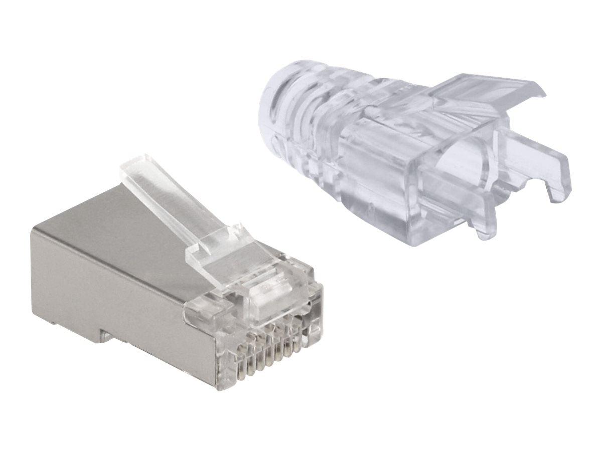 DELOCK RJ45 Modularer Stecker mit vorderer Öffnung easy connect Cat.6 und Knickschutztülle 50er Set