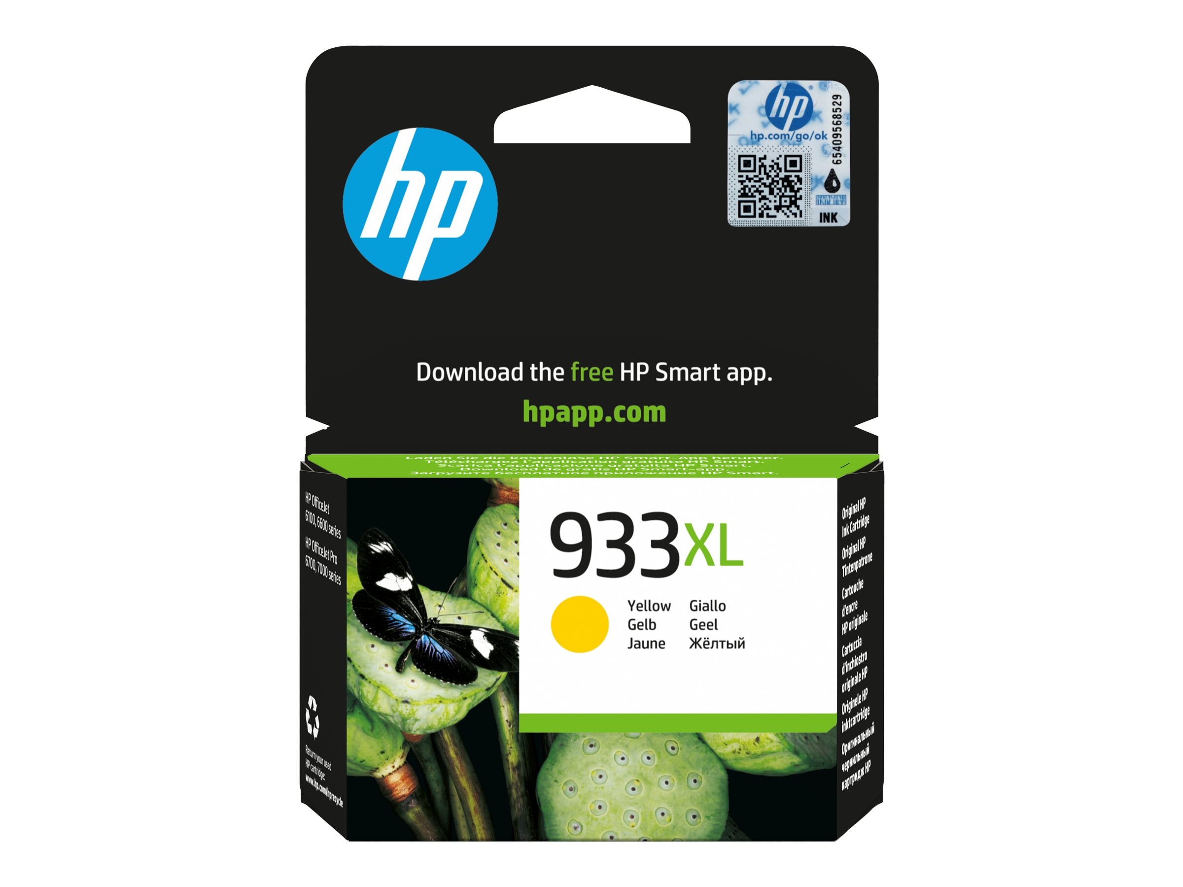HP 933XL original Tintenpatrone CN056AE BGX gelb - Vorderansicht