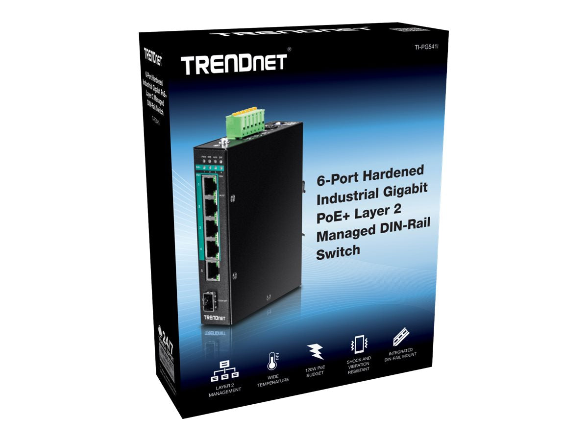 TRENDNET TI-PG541i 6-Port Switch PoE+ Vorderansicht