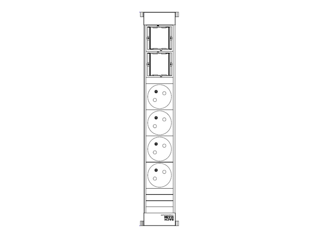 BACHMANN POWER FRAME 4xUTE 2xCM 0,2m GST18 RAL9010 Vorderansicht