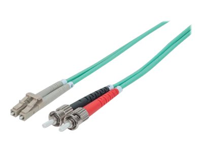 INTELLINET LWL Kabel LC/ST OM3 2m aqua 50/125um Duplex Multimode - Detailansicht